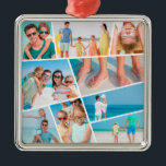 Ornamento De Metal Fotos de Colagem de Imagens Personalizadas 9 Simpl<br><div class="desc">Adicione nove (9) fotos personalizadas de sua família e amigos e do ano. Adicione suas fotos e,  se necessário,  desmascare o grupo de fotos e quadro,  ajuste a imagem contra o quadro e clique em máscara.</div>