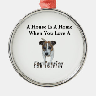 Ornamento De Metal Fox Terrier E Fox Terrier Love Logo,