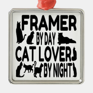 Ornamento De Metal Framer do Cat Lover