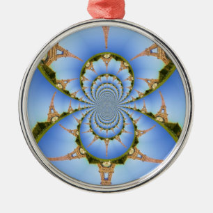 Ornamento De Metal França Paris Eiffel Torre Caleidoscope Blue Lovely