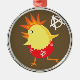 Ornamento De Metal Frango de Rock Punk