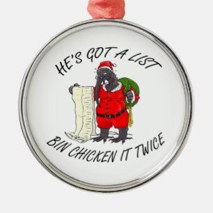 Ornamento De Metal Frango Santa Bin