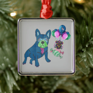 Ornamento De Metal Französische Bulldogge Anhänger Silbernes Ornament