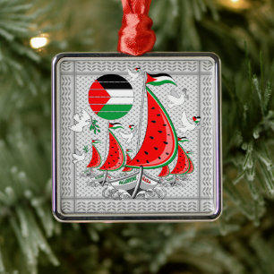 Ornamento De Metal Freedom Global Sumud Flotilla Boats para Gaza