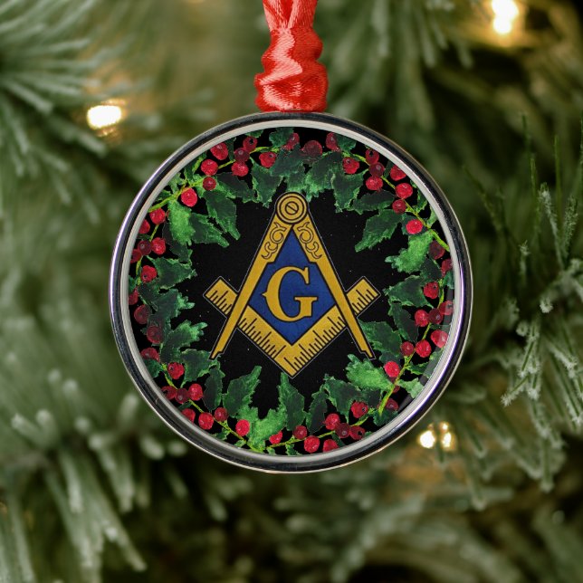 Ornamento De Metal Freemason Masonic Christmas Wreath Rustic (Árvore)