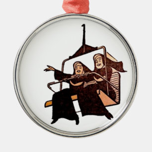 Ornamento De Metal freiras que têm o divertimento .jpg