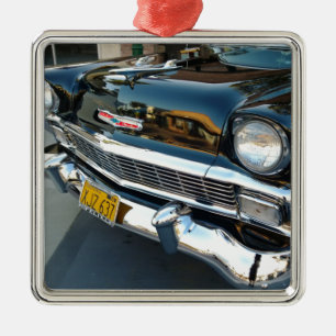 Ornamento De Metal Frente de um Hot Rod de Ar Quente Clássico de Che
