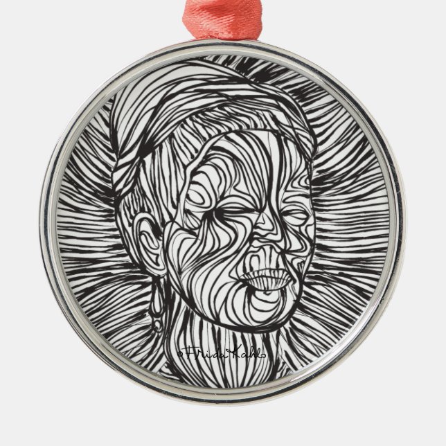 Ornamento De Metal Frida Kahlo Lines Portrait (Frente)