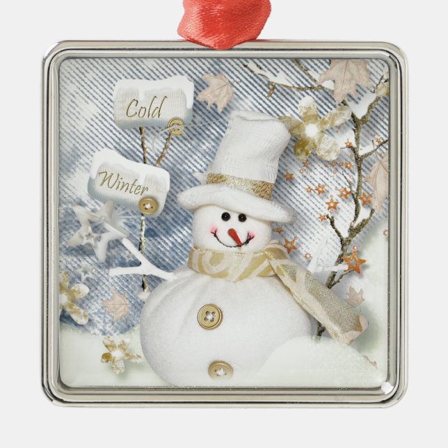 Ornamento De Metal Frio Winter Snowman (Frente)