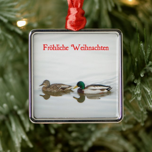 Ornamento De Metal Frohliche Weihnachten - Mallards (Árvore)