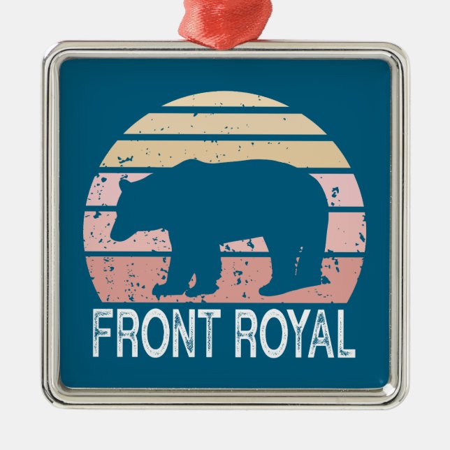 Ornamento De Metal Front Royal Virginia Retro Bear (Frente)