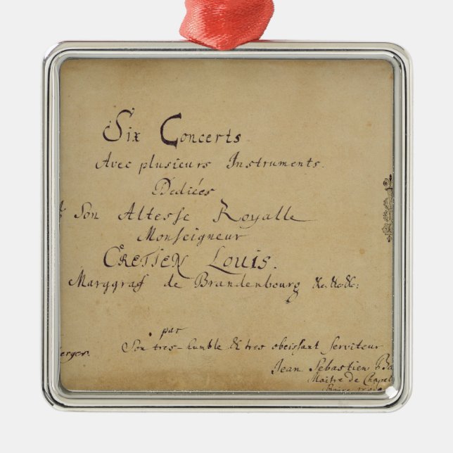 Ornamento De Metal Frontispício 'dos concertos de Brandemburgo (Frente)