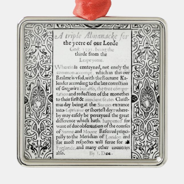 Ornamento De Metal Frontispiece a um calendário romano, 1591 (Frente)