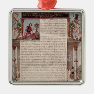 Ornamento De Metal Frontispiece para registrar I que mostra uma