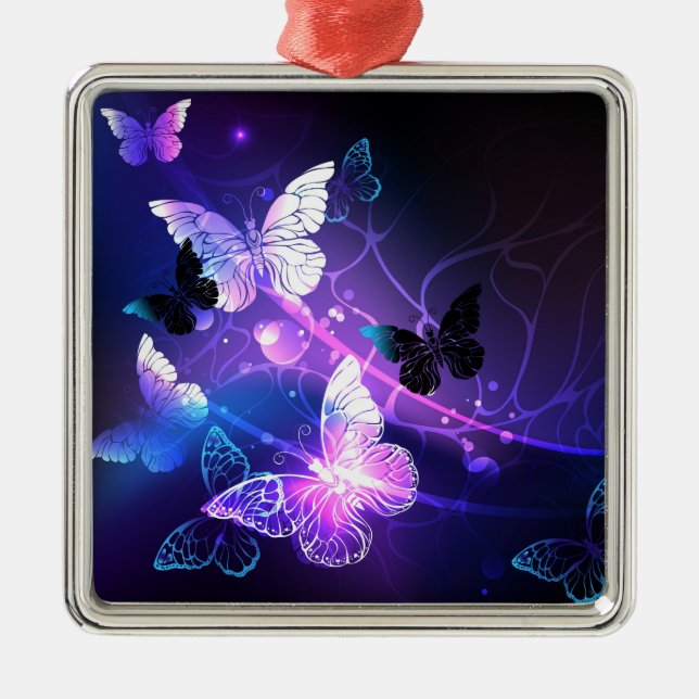 Ornamento De Metal Fundo com Borboletas Noturnas (Frente)