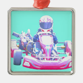 Ornamento De Metal Fundo Competir-Azul de Kart