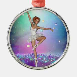 Ornamento De Metal Fundo de Grama Púrpura Pintado e Ballerina