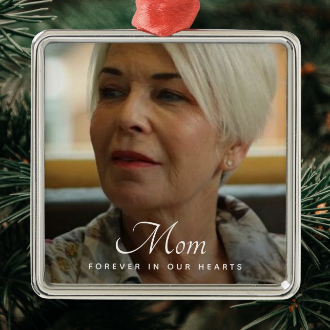 Ornamento De Metal Funeral Personalizada do tributo Memorial Personal (Mom Photo Memorial Ornament)