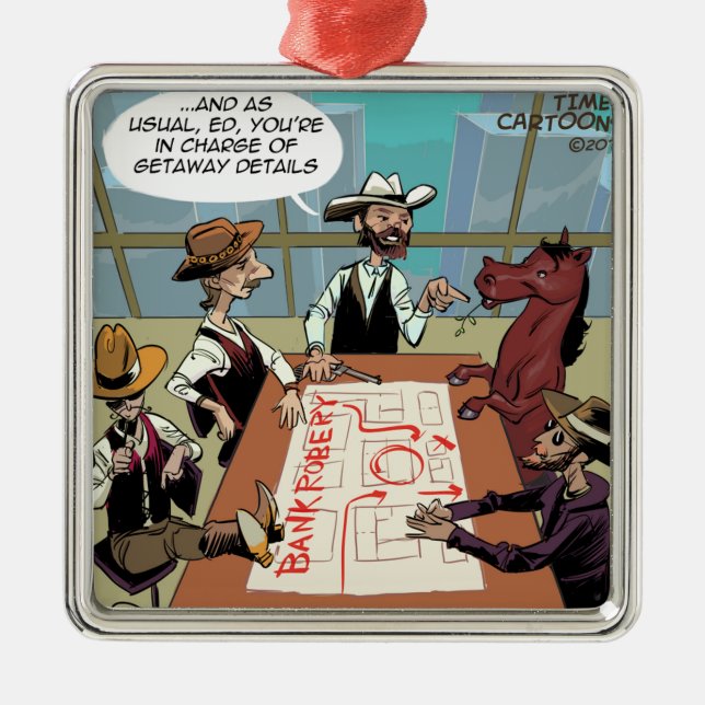Ornamento De Metal Funny Horse Bank Robber (Frente)