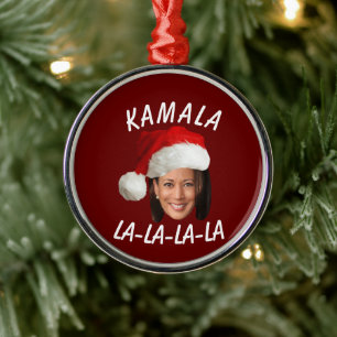 Ornamento De Metal Funny Kamala Harris Face Papai Noel Natal
