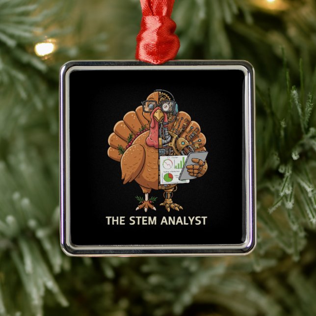 Ornamento De Metal  Funny STEM Analyst Robot Turkey Thanksgiving Gift (Árvore)
