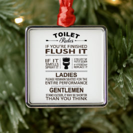 Ornamento De Metal Funny Toilet Rules Bathroom Humor