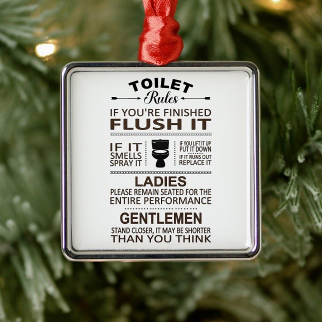 Ornamento De Metal Funny Toilet Rules Bathroom Humor (Árvore)