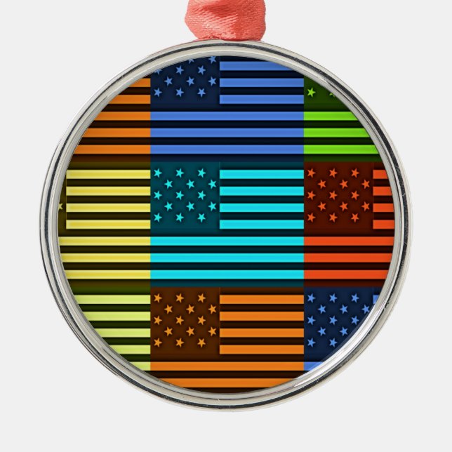 Ornamento De Metal Funny USA Flag (Frente)
