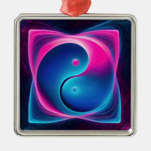Ornamento De Metal Fusão Chi: Energias Yin Yang Vibrantes