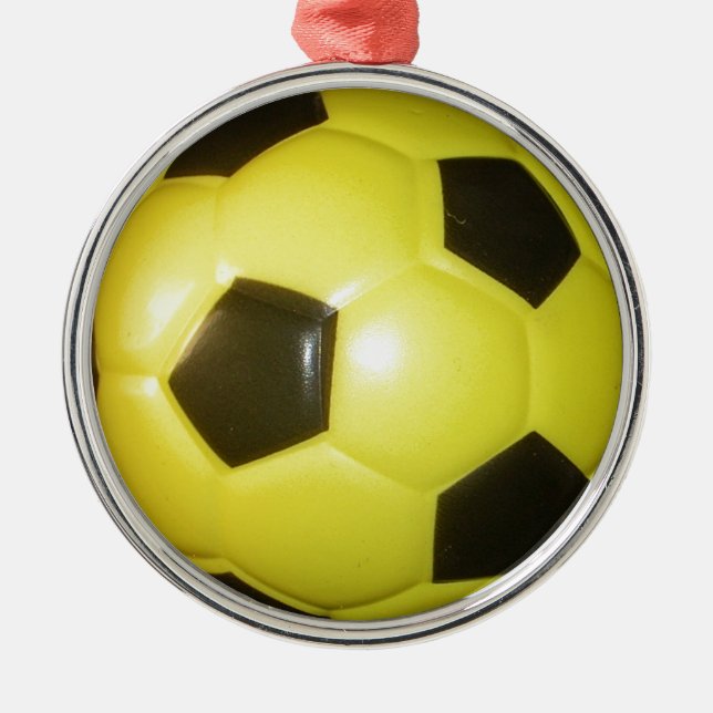 Ornamento De Metal Futebol amarelo e preto. (Frente)