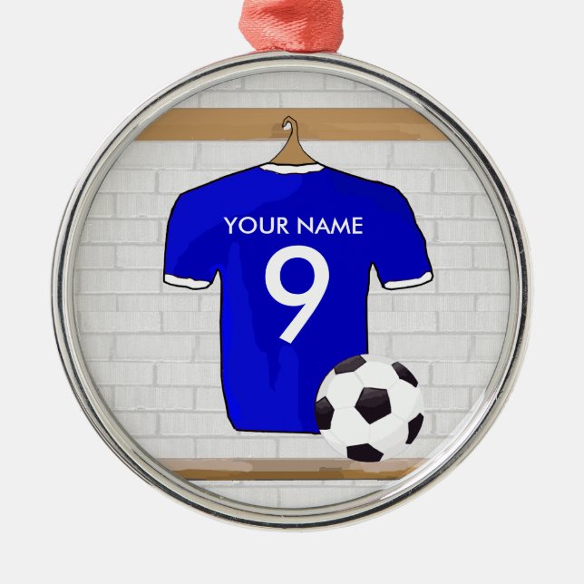 Ornamento De Metal Futebol branco personalizado Jersey (Frente)