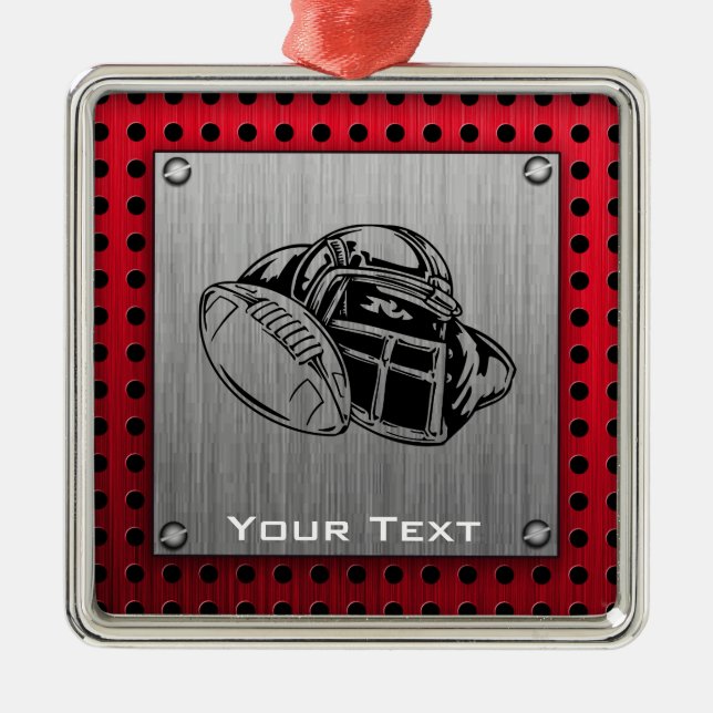 Ornamento De Metal Futebol escovado do olhar do metal (Frente)