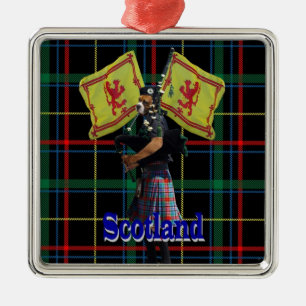 Ornamento De Metal Gaiteiro escocês no tartan