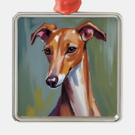 Ornamento De Metal Galgo Italiano | Pintura em Aquarela de Cachorro