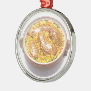 Ornamento De Metal Galinha e arroz