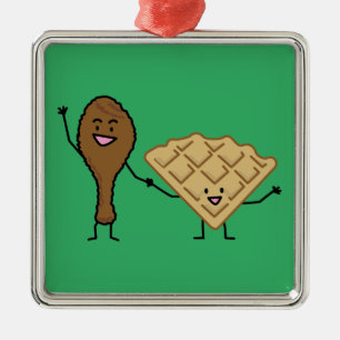 Ornamento De Metal Galinha e Waffles americanos & cozinhar do sul