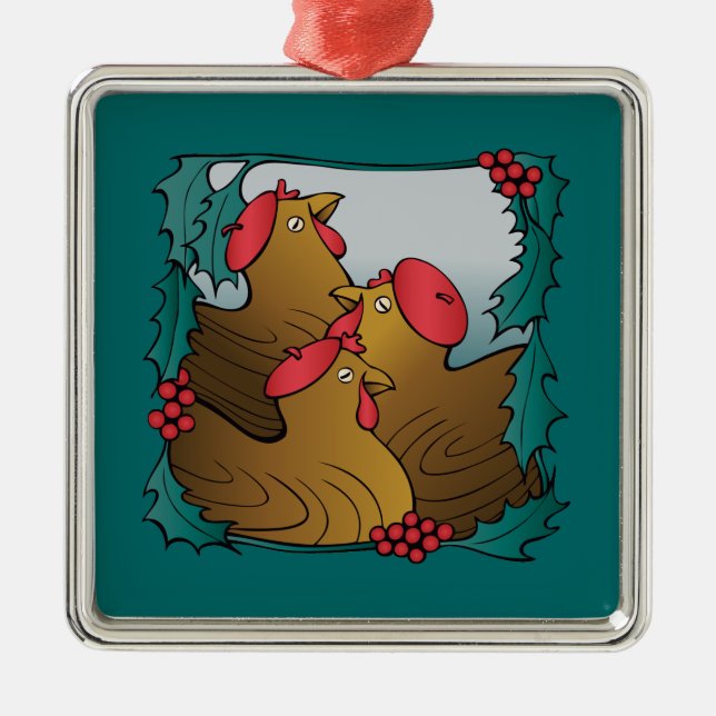 Ornamento De Metal Galinhas do francês da árvore (Frente)