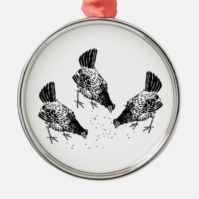 Ornamento De Metal Galinhas do quintal (Frente)