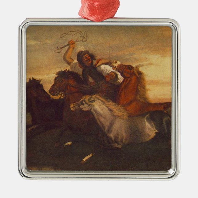 Ornamento De Metal Galopagem (Cowboy em Horseback) (Cavalos) (Frente)