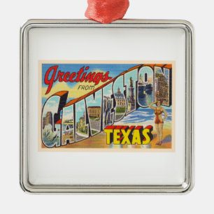 Ornamento De Metal Galveston Texas TX Vintage - Letra grande