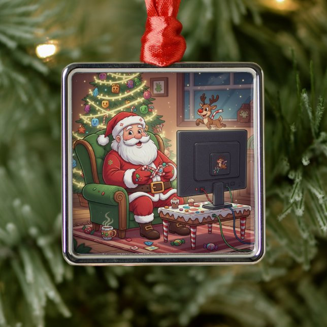 Ornamento De Metal Gamer Santa Ornament (Árvore)