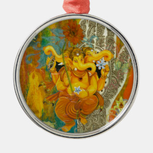 Ornamento De Metal Ganesha alaranjado