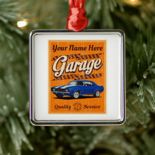 Ornamento De Metal Garagem Personalizada Do Carro De Músculo Azul