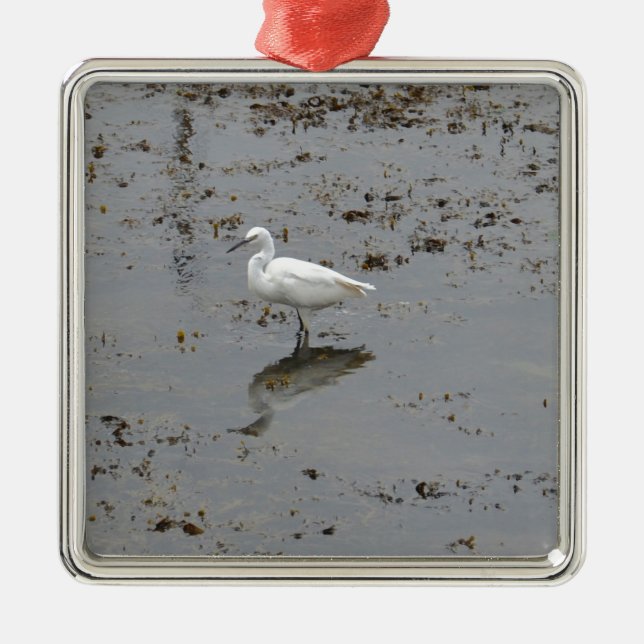 Ornamento De Metal Garça-branca-pequena (Frente)