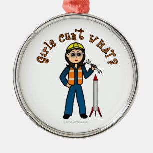 Ornamento De Metal Garota Cientista de Foguetes Clara