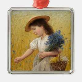 Ornamento De Metal Garota jovem em um campo de trigo