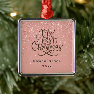 Ornamento De Metal Garota Neninha Meu Primeiro Grisca Rosa De Natal