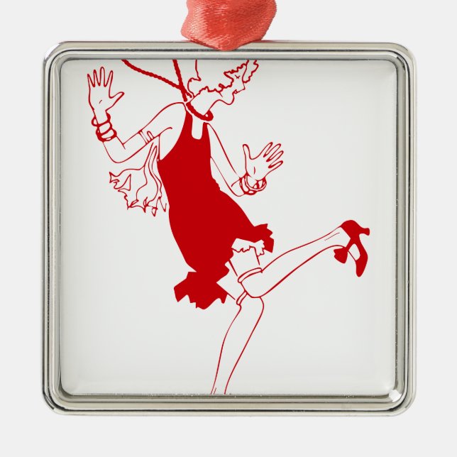 Ornamento De Metal garota vermelha (Frente)