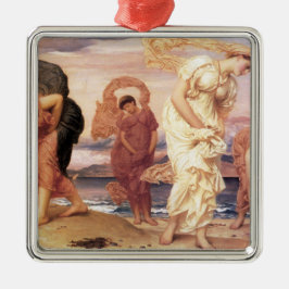 Ornamento De Metal Garotas gregas pegando pebolinhas em uma praia de 