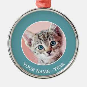 Ornamento De Metal Gatinho bonito com olhos azuis